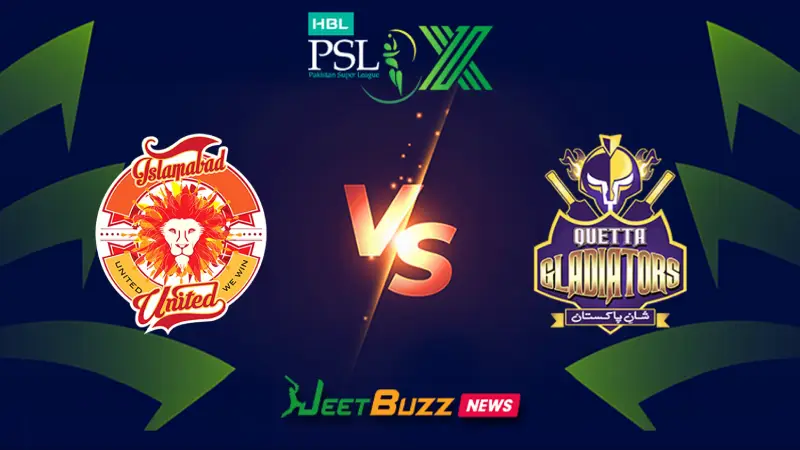 Islamabad United vs Quetta Gladiators | PSL Prediction | 9th Match | April 02– Who will win today’s PSL Match between IU vs QG? (SEO image)