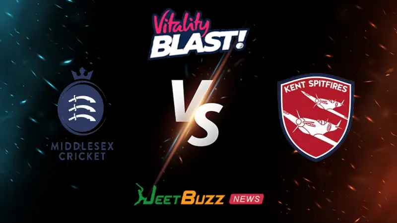 Middlesex vs Kent Match Prediction | Vitality Blast 2026 | 3rd Match | May 22 – Who will win today’s T20 match between MID vs KEN? (SEO image)