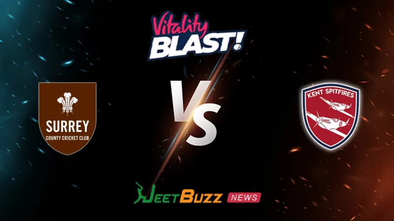 Surrey vs Kent Prediction | Vitality Blast 2026 | South Group | May 31– Who will win today’s match between SUR vs KEN? (SEO image)