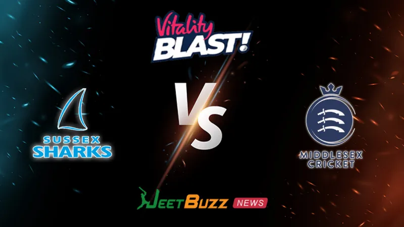 Sussex vs Middlesex Prediction | Vitality Blast 2026 | South Group | May 30 – Who will win today’s match between SUS vs MID? (SEO image)