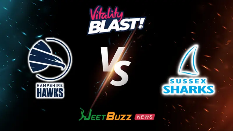 Hampshire vs Sussex Prediction | Vitality Blast 2026 | South Group | June 02– Who will win today’s match between HAM vs SUS? (SEO image)