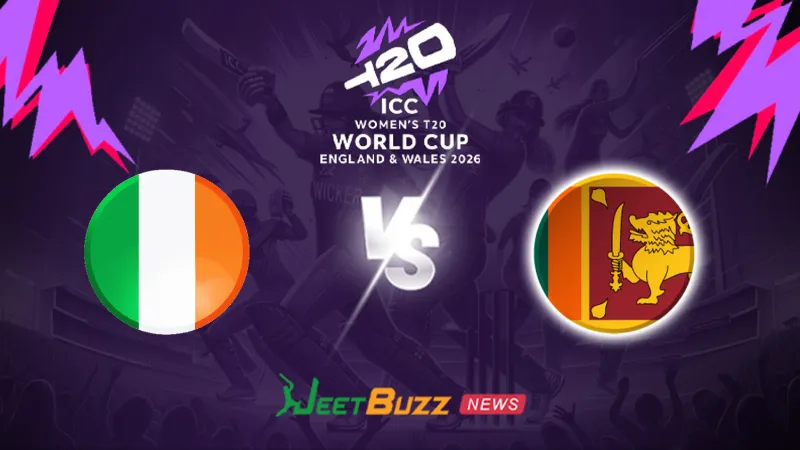 Ireland Women vs Sri Lanka Women Prediction | Women’s T20WC 2026 | 20th Match | June 23– Who will win today’s T20 match between IRE-W vs SL-W? (SEO image)