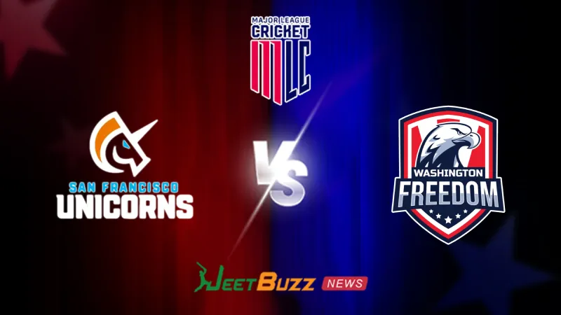MLC 2026: 15th Match, San Francisco Unicorns vs Washington Freedom Prediction | June 28 – Who will win today’s Match between SF vs WSF? (SEO image)