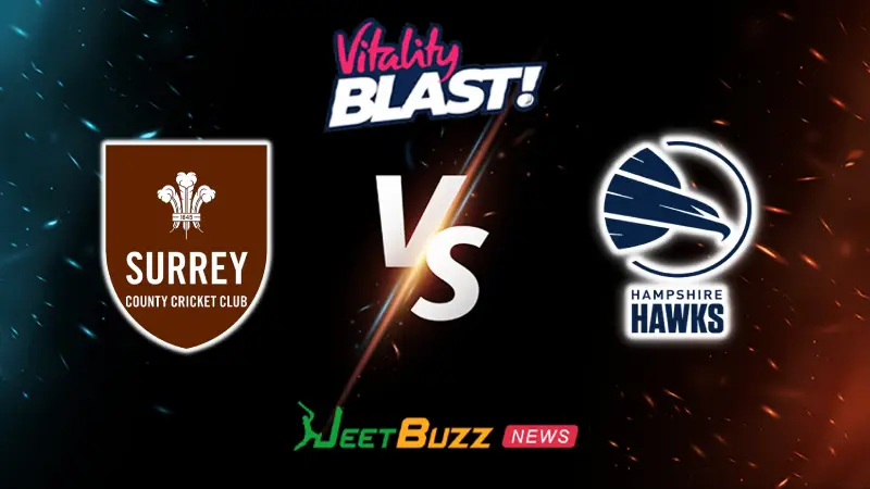 Surrey vs Hampshire Prediction | Vitality Blast 2026 | South Group | June 05 – Who will win today’s match between SUR vs HAM? (SEO image)