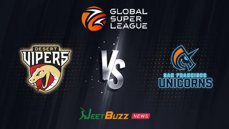 Desert Vipers vs San Francisco Unicorns Prediction | GSL 2026 | Qualifier | July 31 – Who will win today’s match between DV vs SF? (SEO image)