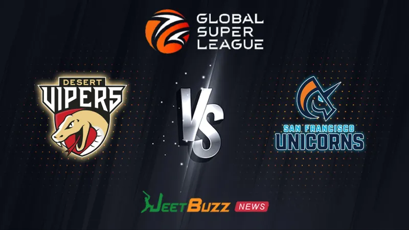 Desert Vipers vs San Francisco Unicorns Prediction | GSL 2026 | 7th Match | July 27 – Who will win today’s match between DV vs SF? (SEO image)