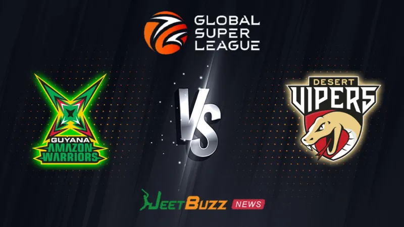 Guyana Amazon Warriors vs Desert Vipers Prediction | GSL 2026 | 4th Match | July 25 – Who will win today’s match between GAW vs DV? (SEO image)