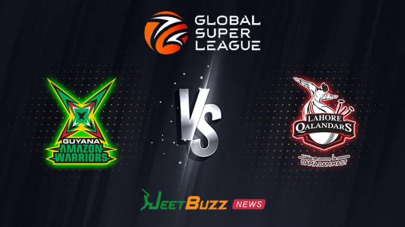Guyana Amazon Warriors vs Lahore Qalandars Prediction | GSL 2026 | 6th Match | July 26 – Who will win today’s match between GAW vs LQ? (SEO image)