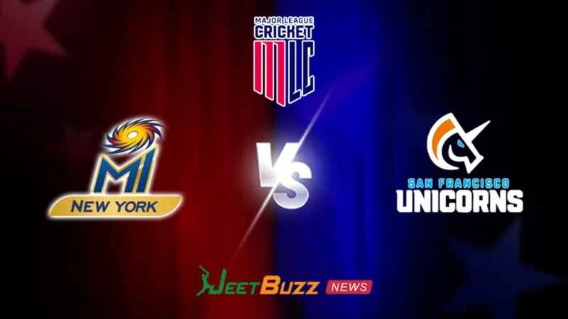 MLC 2026: 22nd Match, MI New York vs San Francisco Unicorns Prediction | July 05 – Who will win today’s Match between MI NY vs SF? (SEO image)