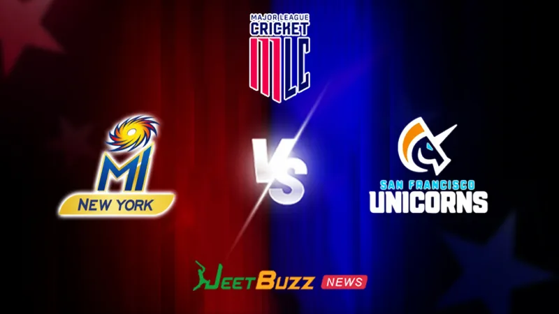 MLC 2026: 23rd Match, MI New York vs San Francisco Unicorns Prediction | July 08 – Who will win today’s Match between MI NY vs SF? (SEO image)