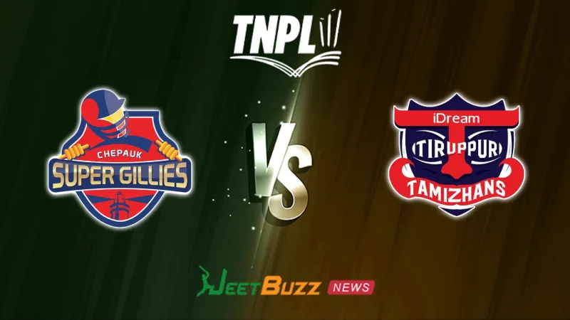 Chepauk Super Gillies vs IDream Tiruppur Tamizhans Prediction Today | TNPL 2026 | 5th Match | Aug 07 – Who will win today’s T20 match between CSG vs TT? (SEO image)