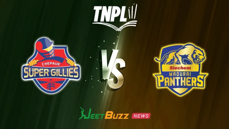 Chepauk Super Gillies vs Madurai Panthers Prediction Today | TNPL 2026 | 19th Match | Aug 14 – Who will win today’s TNPL match between CSG vs MDP? (SEO image)