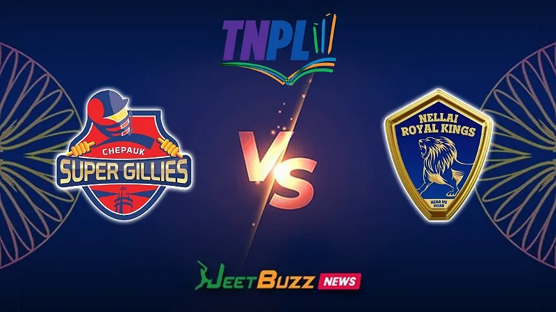 Chepauk Super Gillies vs Nellai Royal Kings Prediction Today | TNPL 2026 | 3rd Match | Aug 05 – Who will win today’s T20 match between CSG vs NRK? (SEO image)