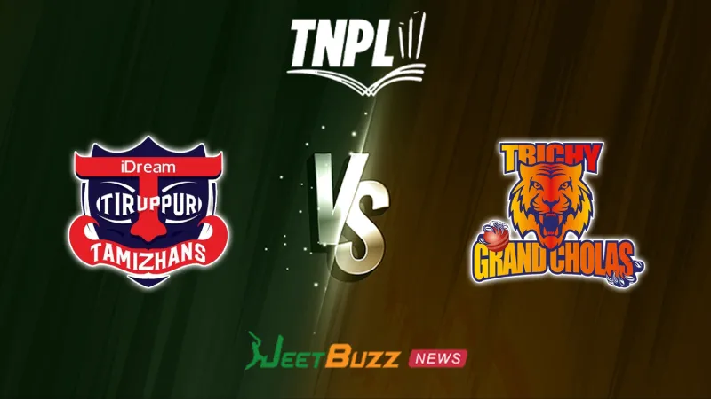 IDream Tiruppur Tamizhans vs Trichy Grand Cholas Prediction Today | TNPL 2026 | 17th Match | Aug 13 – Who will win today’s TNPL match between TT vs TRI? (SEO image)
