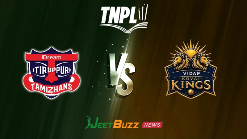 IDream Tiruppur Tamizhans vs VIDA Kovai Kings Prediction Today | TNPL 2026 | 13th Match | Aug 11 – Who will win today’s TNPL match between TT vs VKK? (SEO image)