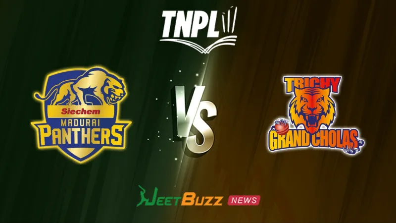 Madurai Panthers vs Trichy Grand Cholas Prediction Today | TNPL 2026 | Qualifier 1 | Aug 23 – Who Will Win Today’s TNPL Match between MDP vs TRI? (SEO image)