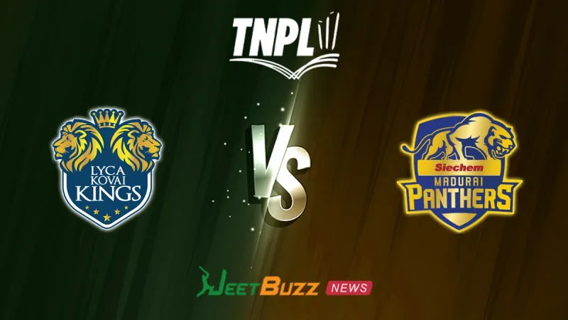 VIDA Kovai Kings vs Madurai Panthers Prediction Today | TNPL 2026 | 7th Match | Aug 08 – Who will win today’s T20 match between VKK vs MDP? (SEO image)