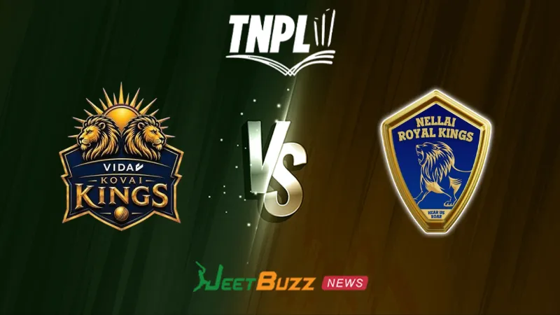 VIDA Kovai Kings vs Nellai Royal Kings Prediction Today | TNPL 2026 | 16th Match | Aug 13 – Who will win today’s TNPL match between VKK vs NRK? (SEO image)