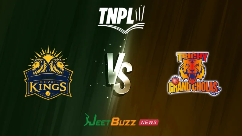 VIDA Kovai Kings vs Trichy Grand Cholas Prediction Today | TNPL 2026 | 20th Match | Aug 15 – Who will win today’s TNPL match between VKK vs TRI? (SEO image)